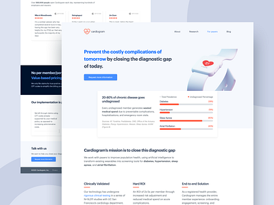 Cardiogram website page for Payers digital health healthcare light interface responsive uiux wearable web design website