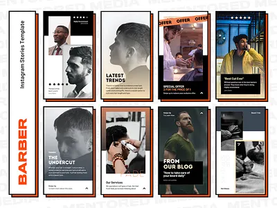 Mentored Media • Barber Instagram Stories Template ads agency barber blog canva facebook hairdresser instagram instagram post instagram stories instagram template media minimal pack posts social social media social media pack stories template