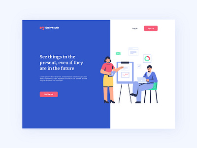 Landing Page 5 Using Hedvig Office Illustrations app design flat illustration landing page office ui ux vector website work