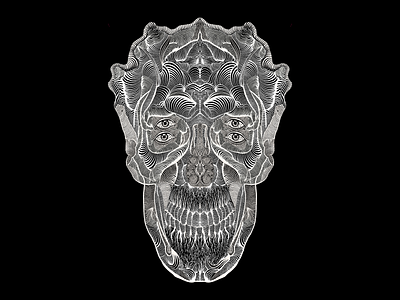 Four Eyed Freak apple pencil blackandwhite forsale four eyes illustration intricate ipad linework procreate shirt design skull teeth