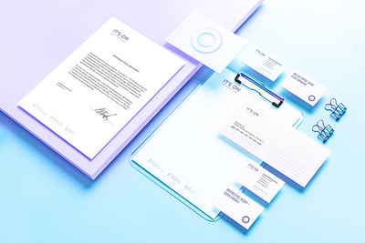 It's on blue branding button card color envelope identity letterhead logo mockup smile violet