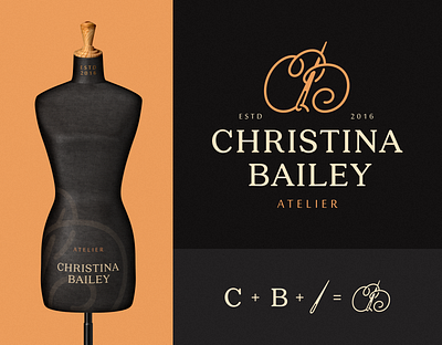 Christina Bailey atelier cb emblem fabric icon letters logo logodesign logotype monogram needle plexus seamstress sign symbol