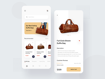 Bag Ecommerce App app app design art bag clean ui colors design ecommerce flat illustration ios minimal mobile product design travel typogaphy ui user experience ux