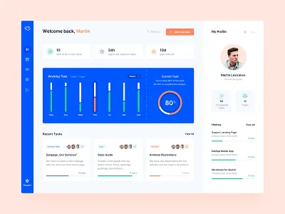 Task management tool blue dashboad details light management planning schedule statistics task tool ui ux