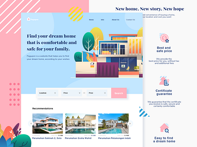 Pagupon - Realestate website character design design flat design gradient header home house illustration landing page real estate realestate ui vector website