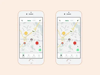 Food Delivery App Map View application delivery discover food list map mobile nav navigation notification pin skin tab