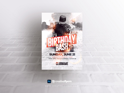 Urban Birthday Flyer Template - Adobe Photoshop adobe photoshop bash birthday city creative design fire flyer templates graphic design hip hop illustration invites party flyer photoshop poster psd psd flyer rap smoke effects usa flag