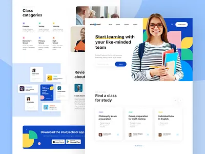 Landing Page "Study School" design landing page learning school study ui uiux web