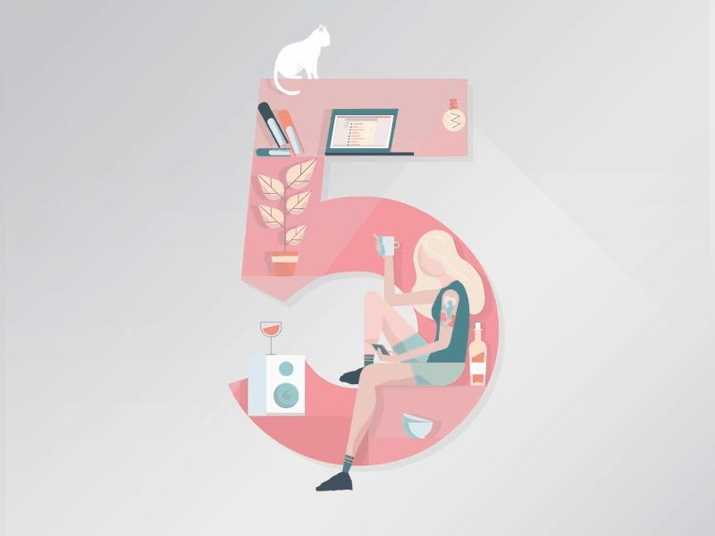 5 for 36 days of type 2d 36daysoftype 5 aftereffects alphabet animation design illustration letter motion the character