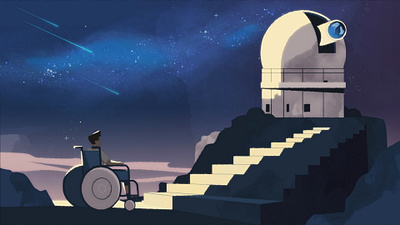 Observatory 2d character illustration night ourshack space stairs stars