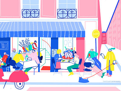 Café Paris art artist city city guide coffee colors drawings food graphism illustration illustrator lifestyle paris terrace