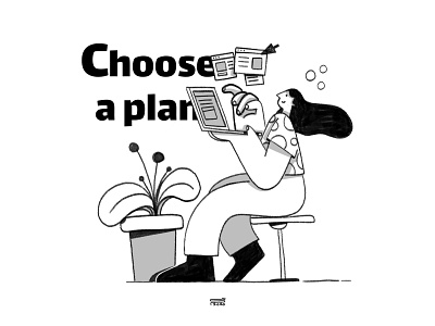 Choose a plan 2020 2d 3d app blackandwhite branding character color design doodle flat illustration photoshop plan planer ui ux web