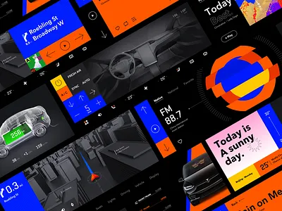 Automotiove HMI Concept Design air conditioning animation auto automotive blue car china dark mode dark ui gif graphic icon music navigation radio setting ui ux weather