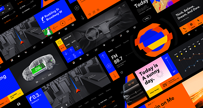 Automotiove HMI Concept Design air conditioning animation auto automotive blue car china dark mode dark ui gif graphic icon music navigation radio setting ui ux weather