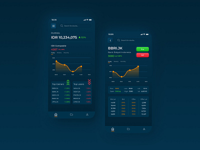 Stock Market and Investment App clean concept dark dark mode debut design flat interface investment ios minimal mobile mobile ui money neumorphism simple skeumorphism stock ui ux