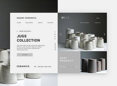 Second Part of Agami Ceramics ceramics clean design homepage mimimal ui ux web web design webdesign webpage website website design