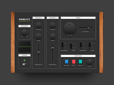 Skeuomorphic Audio Controller UI 3d amplifier app audio device device download figma freebie interface music physical shadows skeumorphism skeuomorphic skeuomorphism synthesizer ui ux web app