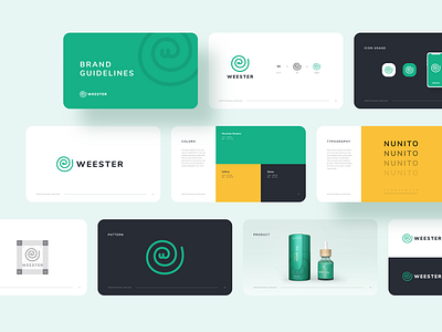 WEESTER Brand Guidelines brand design brand guide brand guidelines branding clean colorful creative dark logo flat green grid logo hemp logo hemp oil logodesign logotype packaging design print spiral logo typography w logo