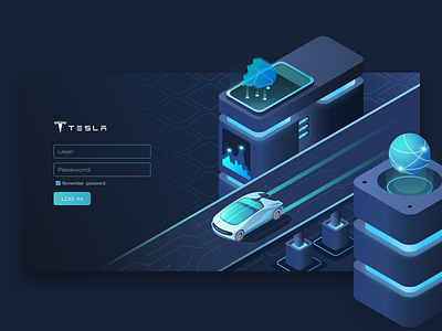 backend system login page illustration ui web