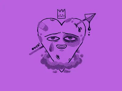 Ouch! apparel cartoon character design design doodle flat heart illustration ouch purple tshirt tshirtdesign