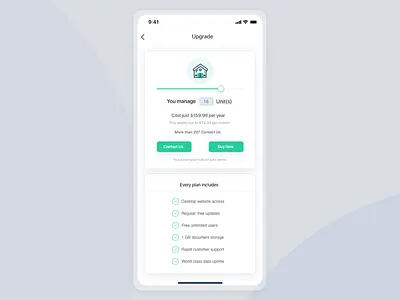 Property management app upgrade page app card design icon illustration pricing property property management saas app ui uiux uiuxdesign upgrade