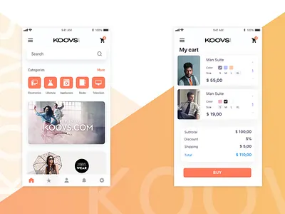 koovs homepage, checkout page redesign app ui koovs koovs interface mobile app ui ui kit ui ux