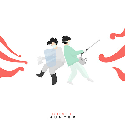 Covid Hunter design flat illustration illustrator vector