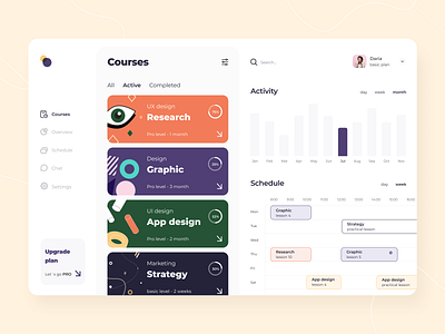 Courses schedule - Web app arounda classes courses dashboard education event figma illustration interface management mobile notification platform product design saas schedule sketch technology ui ux