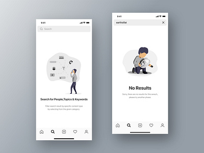 Search & No Results | Empty States Screens app empty screen empty state illustraion message app messaging messenger no results search socialmedia ui ux ux writing