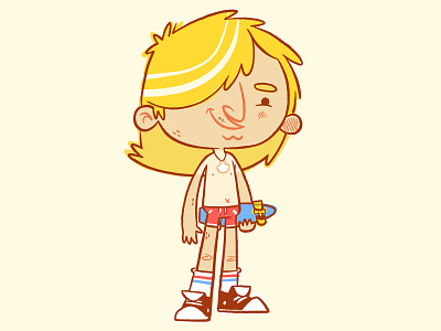 Street Surfin' Skate Rat (Spicoli) 1970s 70s 70sdesign beach beach bum blake stevenson character design concept art converse cute hair illustration jetpacks and rollerskates retro shorts skateboard skateboarding surfer tan wip