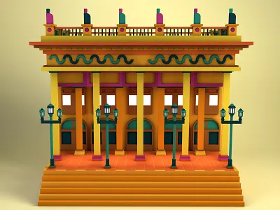 Teatro Juarez | Guanajuato, Mexico 3d architecture c4d erikdgmx graphic design illustration low poly lowpoly lowpolyart mexico