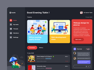 Dashboard Dark app clean concept dashboad dashboard app dashboard design dashboard ui design flat meet meeting meetup minimal social ui vector web web app web apps website