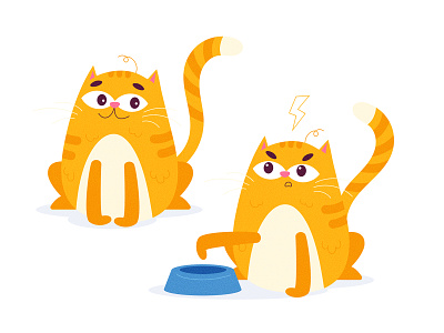 Cat characters app branding cat character design funny ginger illustration illustrator kitty simple texture vector