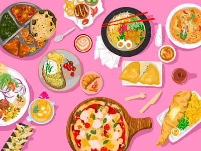 Food Coma deliveroo food apps foodie illustration procreate
