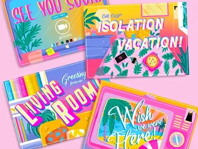 Isolation Vacation adobe illustrator coronavirus covid19 isolation creation lockdown pandemic postcard design procreate