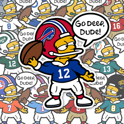 Bart Simpson NFL 90s bart simpson buffalo cartoon football national football league nfl retro sports the simpsons vector