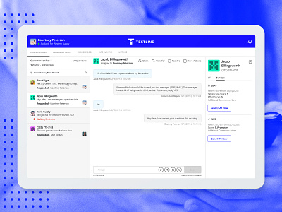 Conversation Dashboard app design textline ui ux