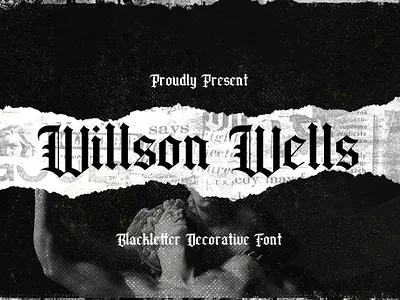 Wilson Wells - Blackletter Font blackletter brush calligraphy decorative display fraktur gothic graffiti handdrawn handlettering lettering medieval tattoo