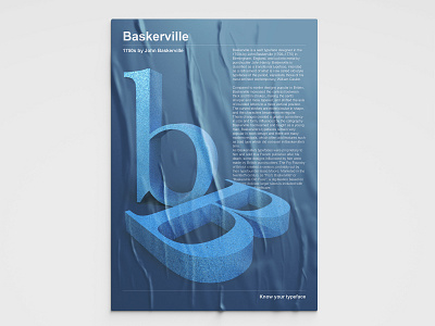 Typography Poster: Baskerville 3dposter 3dtext baskerville blue design art design jombie design zombie graphic design graphicdesign graphics knowyourtypeface poster art sushant kumar rai texture typeface typography art ui ui ux uiux