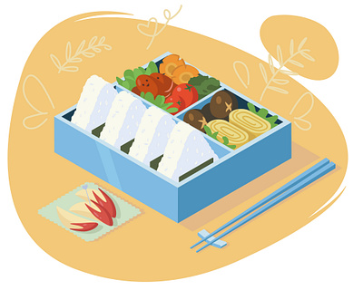 Bento adobeillustator bento design flat food illustration isomerty isometric illustration japanese food vector