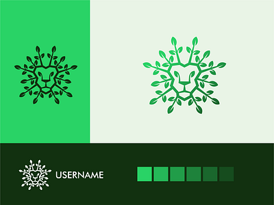 Eco lion logo branding eco ecology green leaf lion lion head lion king lion logo lions minimal natural negative space