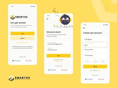 SMARTOS app - Login Sign up app application clean design experience interface login management product project real project sign up uidesign uxui