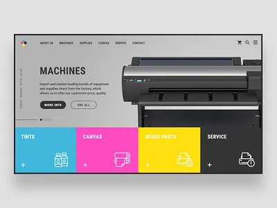 Web UI Inspiration - N. 7 - Printing branding canvas canvas art canvas print cmyk design hero section ink inspiration landing page machines print design print machines printer printing tints uiuxdesign webdesigner website