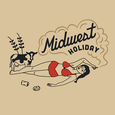 Midwest Holiday adobeillustator beer cow graphic illustration logo midwest pinup smoking vector vectordesign