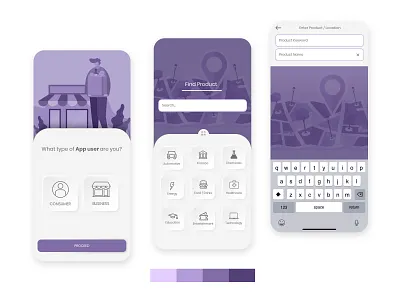 Product Finder Mobile App UI finder minimal minimalist mobile app design mobile application mobile apps mobile ui ui uidesign uiux violet
