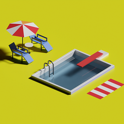 Pool Side 3d 3d art blender blender3d design illustration render