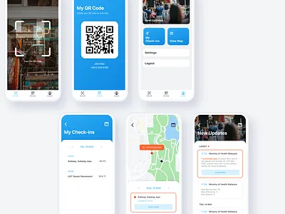 Movement tracking app check in covid covid19 health health app movement pandemic qr code status tracking ui ui ux