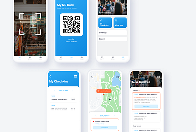 Movement tracking app check in covid covid19 health health app movement pandemic qr code status tracking ui ui ux