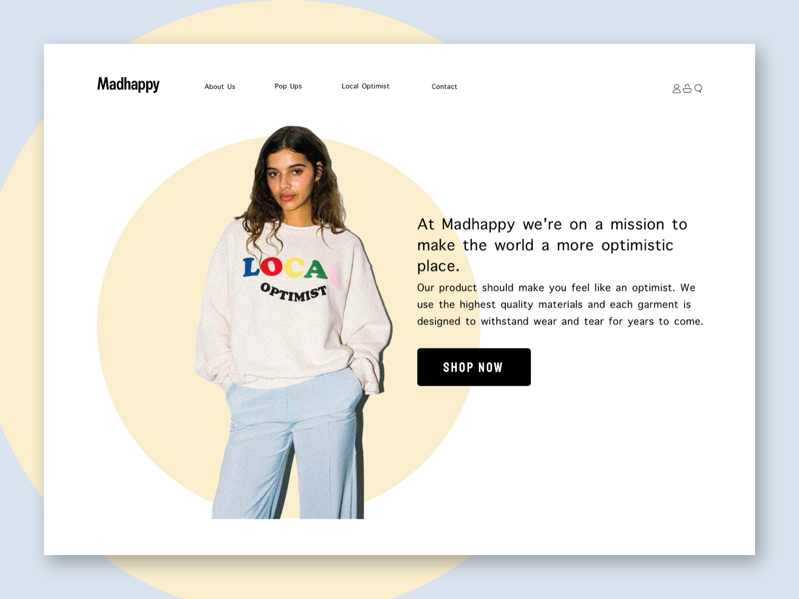 Example of Madhappy Webpage Redesign