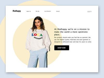 Madhappy Webpage Redesign blob blue branding clothing design landingpage madhappy shop ui ux webpage yellow